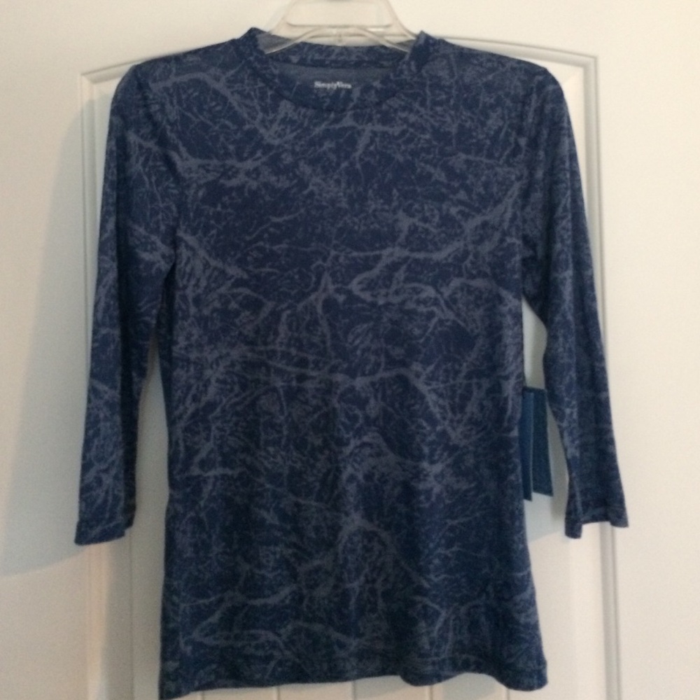 Simply Vera‎ Vera Wang Shirt Women's Size XS Blue Gray 3/4 Sleeve Top NWT